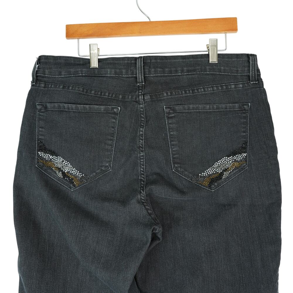 NYDJ Jeans Womens 16 (36x32) Black Straight Leg Lift Tuck‎ Stretch High Rise Mom